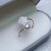 Freshwater Pearl and Shell Cat Rose Ring
