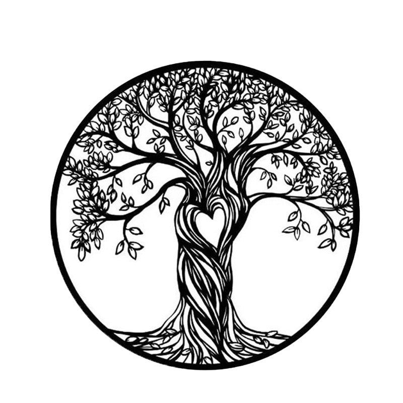 Black iron wall art featuring a tree of life silhouette design