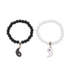 Yin Yang Couple Bracelet Set, Black and White Beads