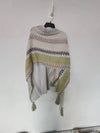 Tibetan Shawl Blue Beige Red Wavy Pattern Winter Warm Tassel Scarf