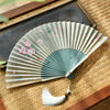 Chinese Style Bamboo Folding Fan with Silk Leaf and Tassel