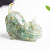 Resin Cat Figurine with Crystal Gravel, Desk Decor