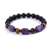 Tiger Eye and Lava Rock Bracelet with Square Natural Stone Beads