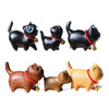 Carved Wood Cat Figurine with Bell - Cute Animal Desk Decoration