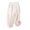 Embroidered Cotton Linen Harem Pants With Pockets