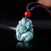 Carved Jade Nine-Tailed Fox Pendant Necklace