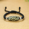 Nine-Eye Dzi Bead Bracelet, Tibetan Style Agate Cord