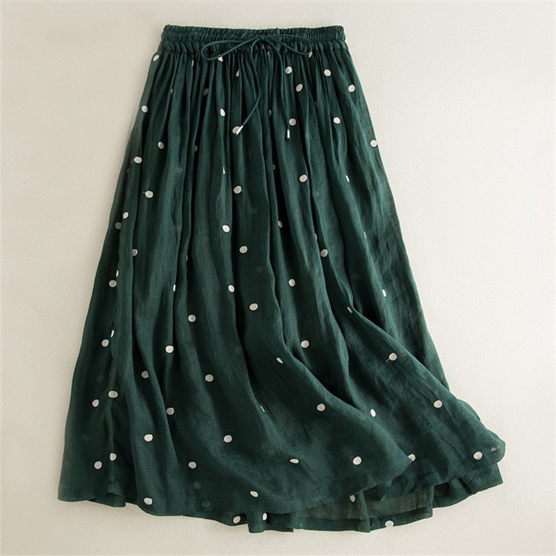Artistic Vintage Dot Pattern Women's Pleated Skirt