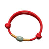 Handmade Red String Bracelet with Green Stone, Protection Cord