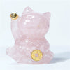 Lucky Cat Crystal Figurine, Resin Decor