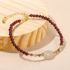 Natural Garnet Bracelet with Oval Stone and Copper Accents