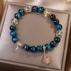 Blue Tiger Eye Crystal Bracelet with Water Drop Charm