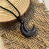 Natural Silver Sheen Obsidian Crescent Moon Pendant Necklace