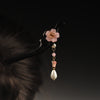 Wooden Flower Hairpin with Dangling Charm