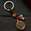 Chinese Zodiac Brass Keychain with Eight Guardian Buddhas