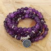 108 Bead Mala Bracelet Lotus Charm Wrap