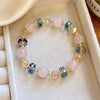 Strawberry Quartz Crystal Bracelet with Geometric Beads