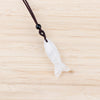 Carved Fish Stone Pendant Necklace, Natural Gemstone Charm