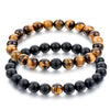 Crown Charm Couple Bracelet Set with Stone Beads