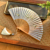 Chinese Style Bamboo Folding Fan with Silk Leaf and Tassel