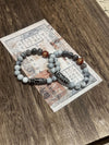Map Stone and Dzi Bead Bracelet, Handmade Tibetan Style