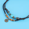 Anchor Pendant Necklace, Braided Cord with Beads