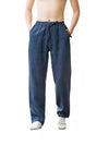 Men's Wide Leg Pants Cotton Linen Breathable Summer Trousers