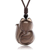 Carved Fox Crystal Pendant Necklace
