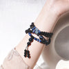 Black Obsidian and Blue Kyanite 108 Bead Mala Bracelet