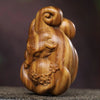 Green Sandalwood Nine Tailed Fox Carving