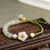 Peach Blossom Bracelet, Glass Beads and Handwoven Cord