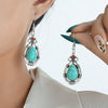 Vintage Teardrop Earrings with Turquoise-Style Stone and Silver-Tone Metal