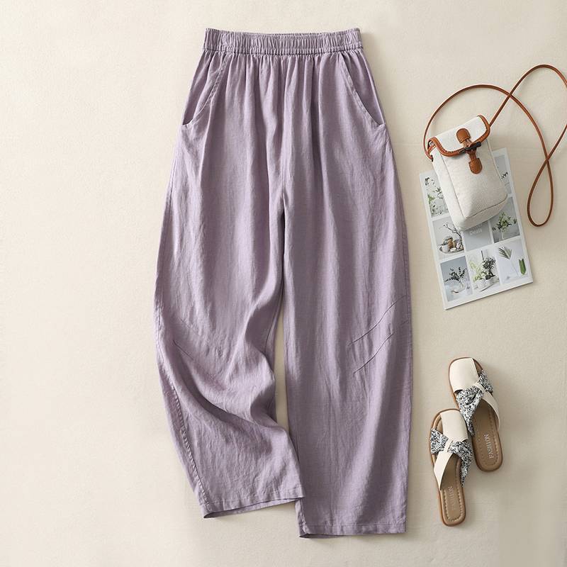 Elastic Waist Wide Leg Pants, Relaxed Straight Trousers