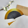 Gradient Bamboo Folding Fan with Tassel