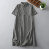 Casual Vintage Plaid Pattern Lapel Short Sleeve Midi Dress With Pockets