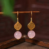 Enamel and Natural Crystal Drop Earrings, Chinese Style