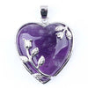 Natural Crystals Heart Pendant Necklace with Rose Design