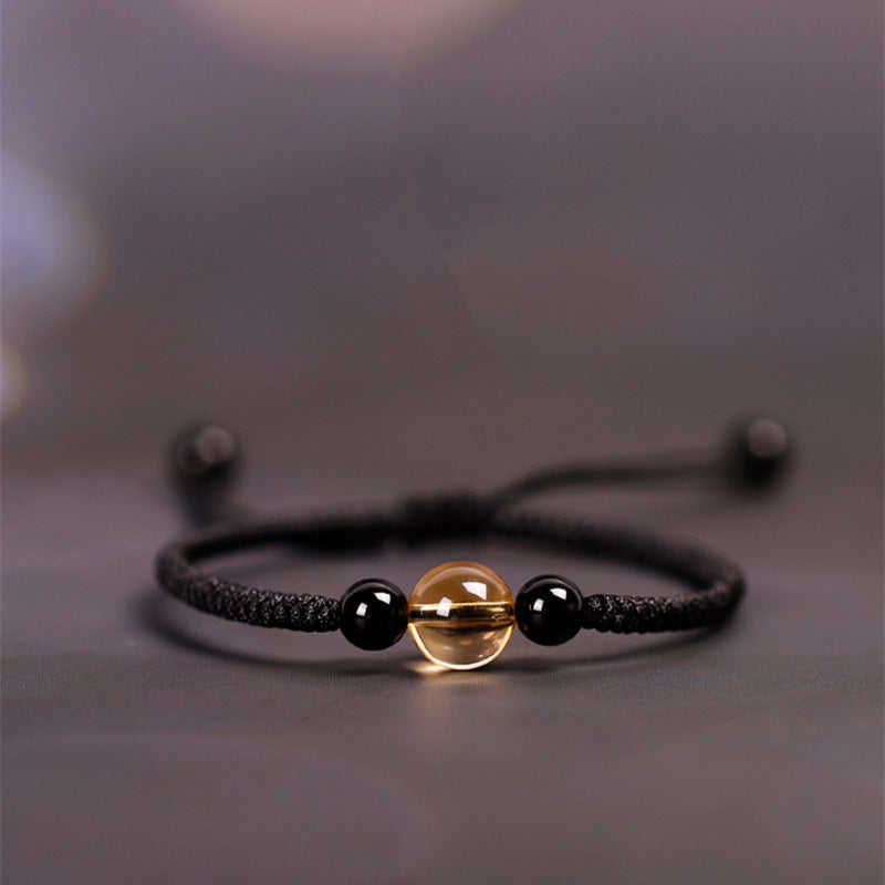 Citrine Bead King Kong Knot Peace Knot Luck Rope Bracelet