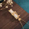 Bamboo Lotus Necklace Pendant Gold-Tone Floral Charm