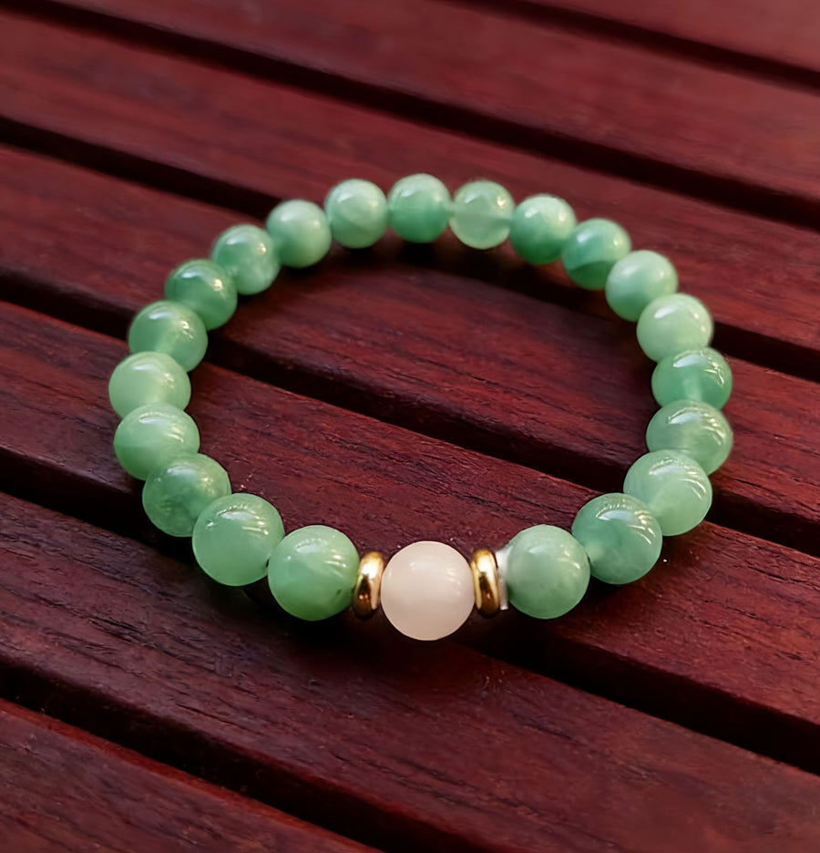 Natural Stone Bead Bracelet, Handmade Round Gemstone Jewelry