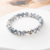 Matte Lava Rock and Howlite Bead Bracelet with Skull or Metal Charm