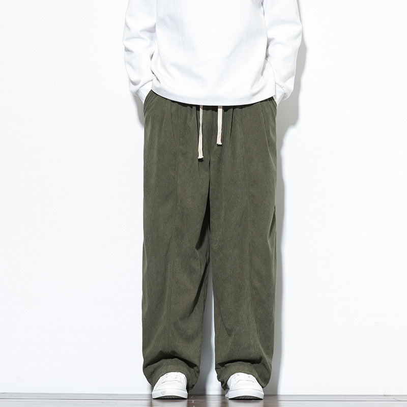 Men's Corduroy Drawstring Pants with Pockets