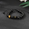 Alphabet Letter Bracelet with Tiger Eye and Black Glass Beads