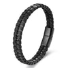 Braided Leather Bracelet with Steel Clasp