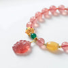 Strawberry Quartz Bracelet with Fox Charm