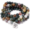 108 Mala Bracelet Indian Agate Lotus OM Tree of Life