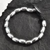 Silver-Plated Beaded Bracelet with Geometric Charms