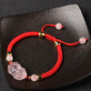 Pink Crystal Pixiu Braided Bracelet with Cord