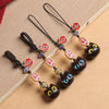 Ebony Wood Cat Keychain or Phone Strap with Charms
