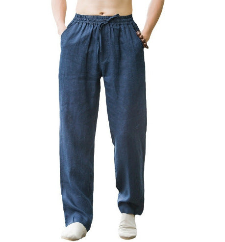 Men's Wide Leg Pants Cotton Linen Breathable Summer Trousers